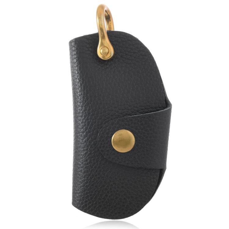 Vintage Pebbled Leather Key Holder - Genuine Leather Keychain Organizer with Belt Clip Car Key Accessories(Black) - Key Rings by buy2fix | Online Shopping UK | buy2fix