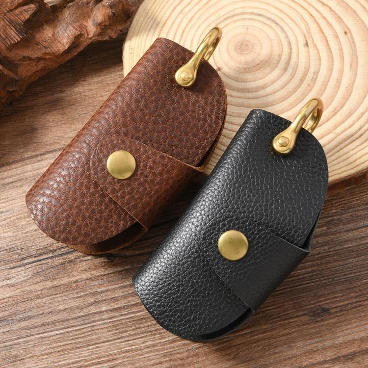 Vintage Pebbled Leather Key Holder - Genuine Leather Keychain Organizer with Belt Clip Car Key Accessories(Black) - Key Rings by buy2fix | Online Shopping UK | buy2fix