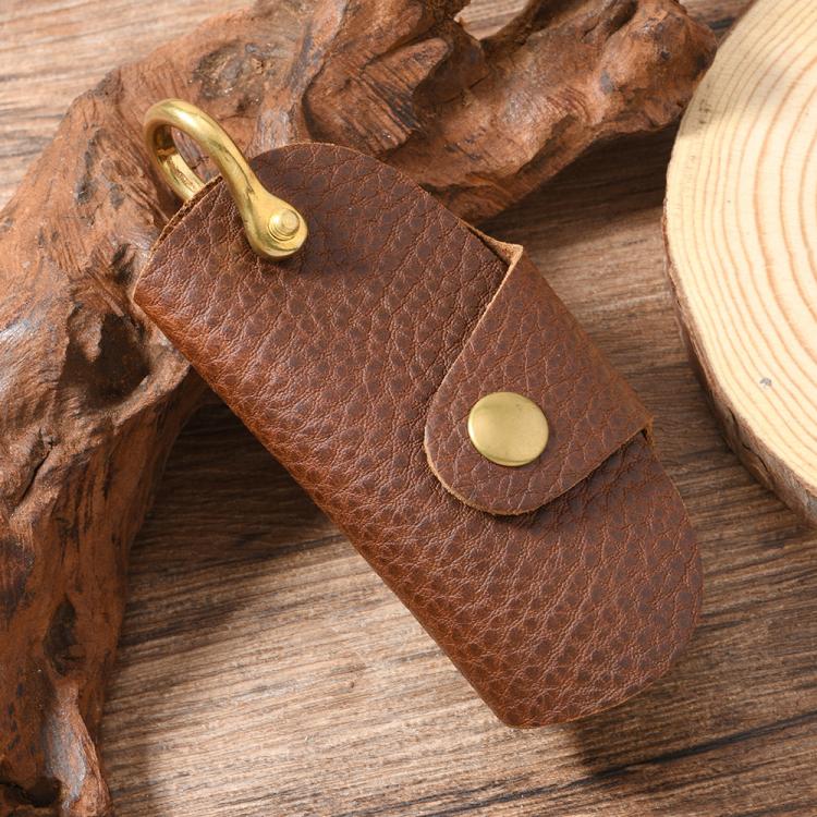 Vintage Pebbled Leather Key Holder - Genuine Leather Keychain Organizer with Belt Clip Car Key Accessories(Black) - Key Rings by buy2fix | Online Shopping UK | buy2fix