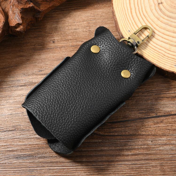 Clothing-Shaped Vintage Pebble Grain Leather Key Holder Keychain With Studded Design (Deep Brown) - Key Rings by buy2fix | Online Shopping UK | buy2fix