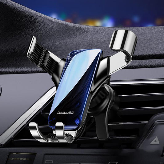 Leeioo Gravity Linkage Air Outlet Clip-on Car Mobile Phone Holder(Black) - Universal Car Holders by Leeioo | Online Shopping UK | buy2fix