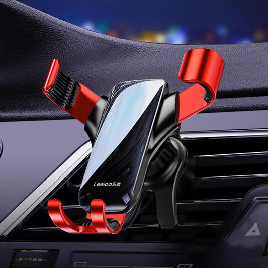 Leeioo Gravity Linkage Air Outlet Clip-on Car Mobile Phone Holder(Red) - Universal Car Holders by Leeioo | Online Shopping UK | buy2fix
