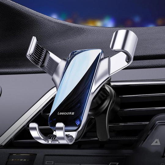 Leeioo Gravity Linkage Air Outlet Clip-on Car Mobile Phone Holder(Silver)