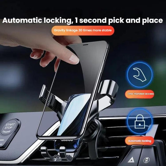 Leeioo Gravity Linkage Air Outlet Clip-on Car Mobile Phone Holder(Red) - Universal Car Holders by Leeioo | Online Shopping UK | buy2fix