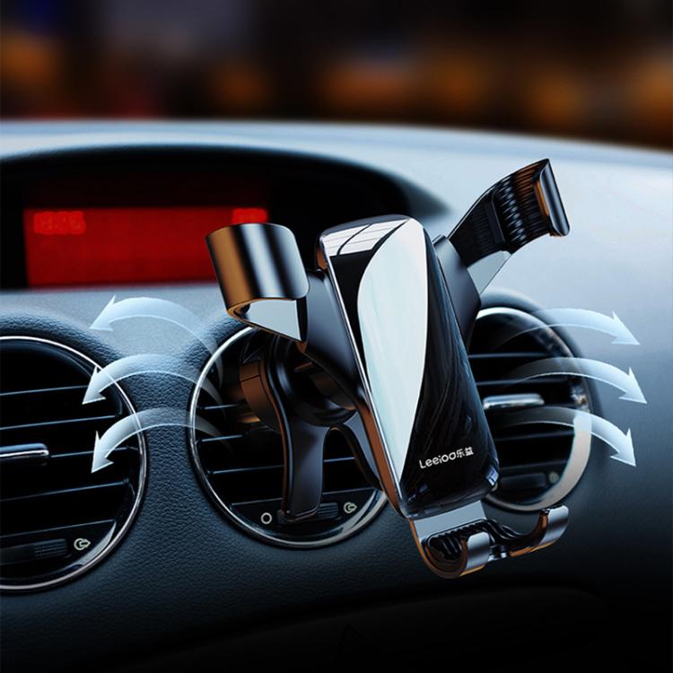 Leeioo Gravity Linkage Air Outlet Clip-on Car Mobile Phone Holder(Silver) - Universal Car Holders by Leeioo | Online Shopping UK | buy2fix
