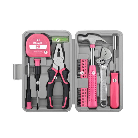 Multifunctional Home Hardware Tools Repair Hand Toolbox Combination Set, Style: 20pcs /Set Upgrade Pink