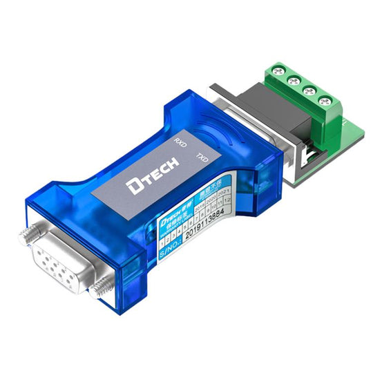 DTECH RS232 To RS485 Bi-Directional Converter With Surge & Transient Protection - Opto-Isolated Passive Interface
