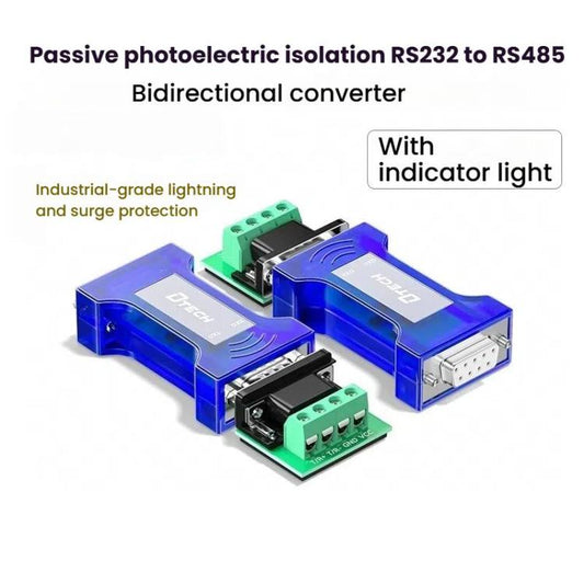 DTECH RS232 To RS485 Bi-Directional Converter With Surge & Transient Protection - Opto-Isolated Passive Interface - RS485 / RS232 Series by DTECH | Online Shopping UK | buy2fix