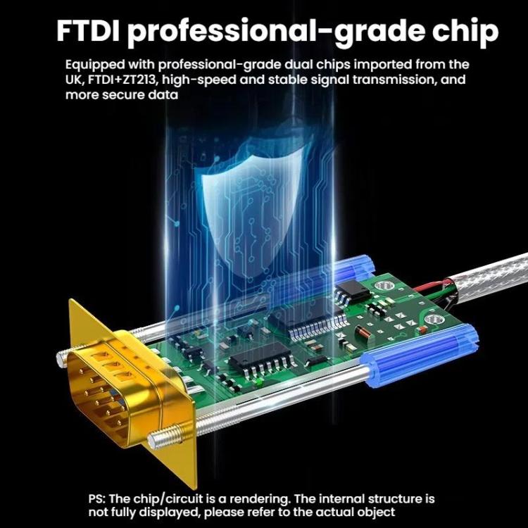DTECH  DT-5011 USB 2.0 to RS232 Serial Adapter Cable, FT232 & ZT213 Dual-Chip with LED Indicator, Length: 2m - RS485 / RS232 Series by DTECH | Online Shopping UK | buy2fix