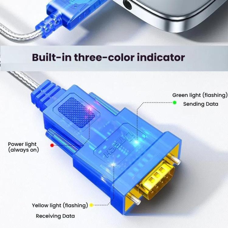 DTECH  DT-5011 USB 2.0 to RS232 Serial Adapter Cable, FT232 & ZT213 Dual-Chip with LED Indicator, Length: 5m - RS485 / RS232 Series by DTECH | Online Shopping UK | buy2fix