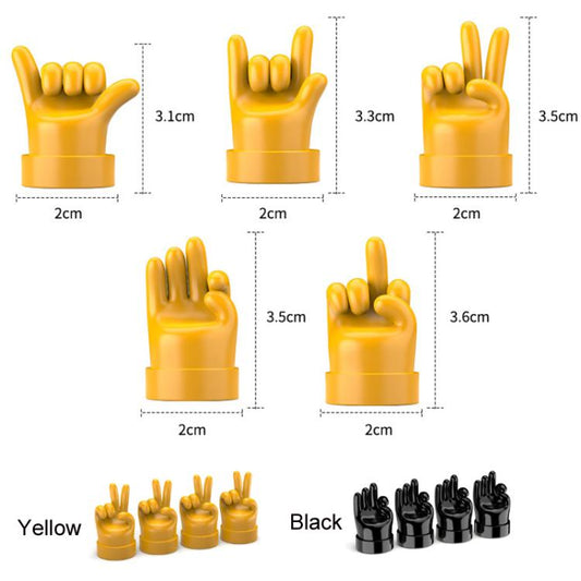 4pcs /Set Car Gesture Valve Tire Decorative Rubber Cap, Color: Black Rock - Tire Valve Caps by buy2fix | Online Shopping UK | buy2fix
