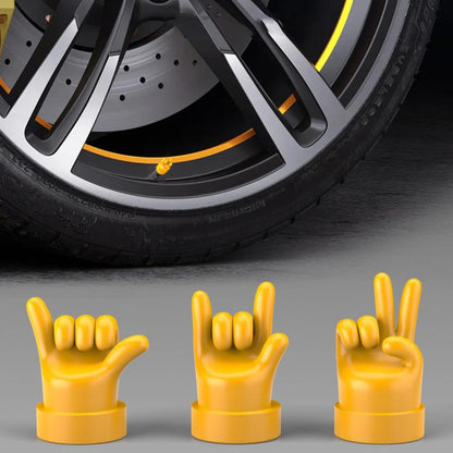 4pcs /Set Car Gesture Valve Tire Decorative Rubber Cap, Color: Black Middle Finger - Tire Valve Caps by buy2fix | Online Shopping UK | buy2fix