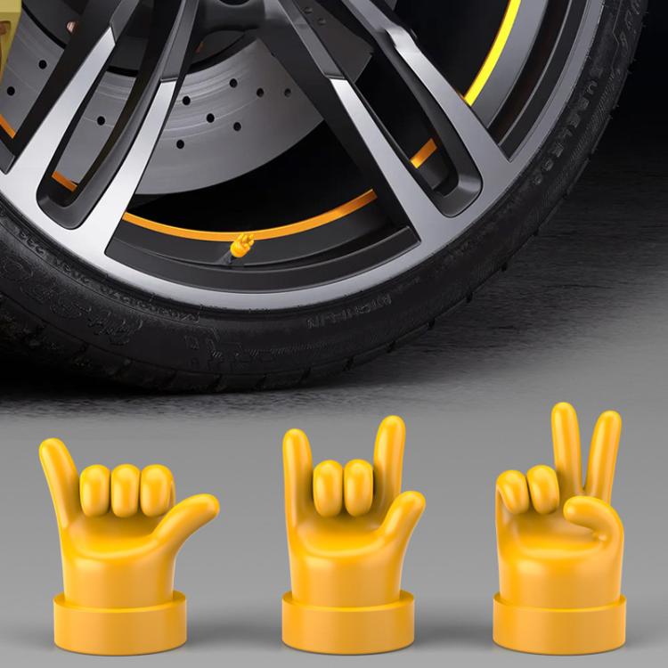 4pcs /Set Car Gesture Valve Tire Decorative Rubber Cap, Color: Yellow Six - Tire Valve Caps by buy2fix | Online Shopping UK | buy2fix