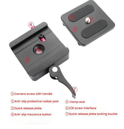 P50 Camera Quick Release Clamp & Plate Kit with 3/8 Inch Thread Thread For Stabilizers, Tripods, Monopods, Sliders - Quick Release Plate by buy2fix | Online Shopping UK | buy2fix