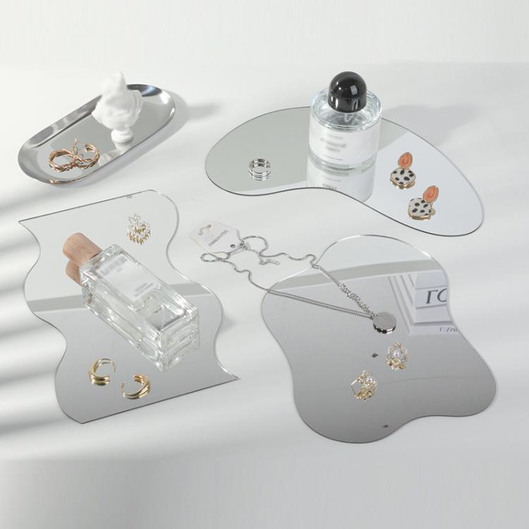 24x14cm Corrugated Acrylic Mirror Reflective Tray Display Jewelry Photo Props Photography Background Decoration - Acrylic Props by buy2fix | Online Shopping UK | buy2fix