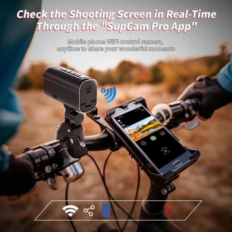 5K Action Camera WiFi Sport DV Riding Bicycle Drive Recorder With Led Light EIS Anti-shake(Black) - Video Cameras by buy2fix | Online Shopping UK | buy2fix