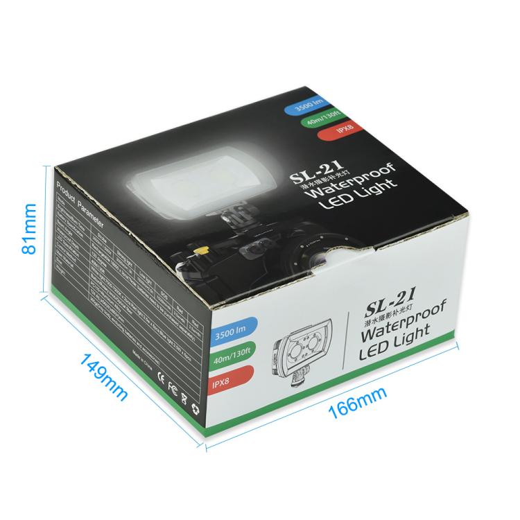 Sea Frogs SL-21 3500 Lumen 40m/130ft Waterproof Video Light For Diving Photo(Black) -  by Sea Frogs | Online Shopping UK | buy2fix