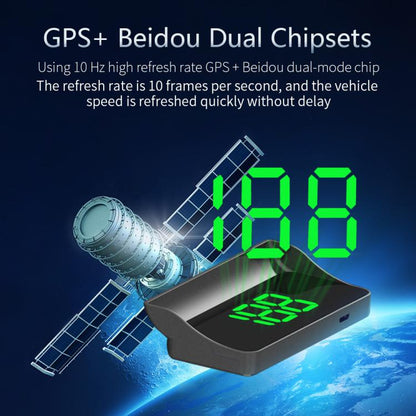 W1 Car HUD Head-up Display GPS Speedometer Speed Display, Spec: MPH(Green) - Head Up Display System by buy2fix | Online Shopping UK | buy2fix