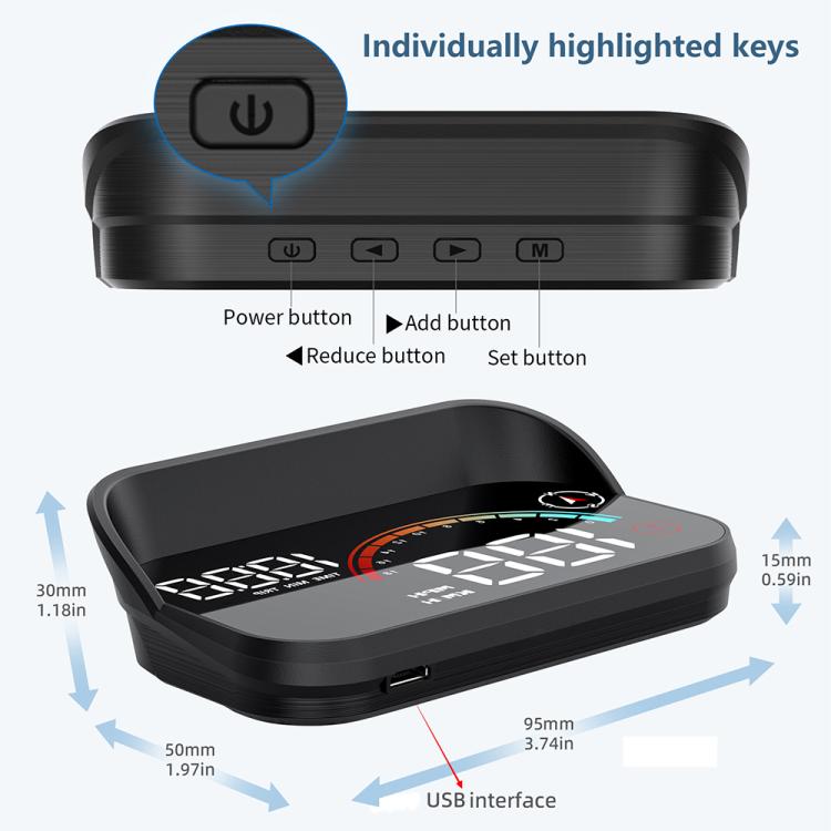 M22 Car Electronic Dog HUD Head-up Display Car OBD Universal Speedometer(GPS Version) - Head Up Display System by buy2fix | Online Shopping UK | buy2fix