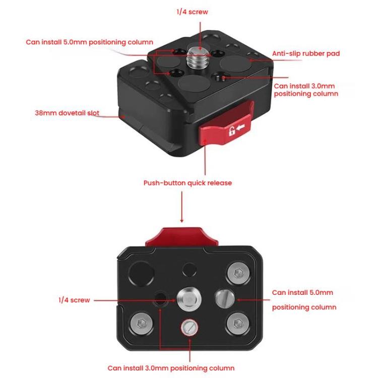 V-Mount Quick Release Plate Quick Release Kit Sports Camera Mount(Top Cover + Base) - Quick Release Plate by buy2fix | Online Shopping UK | buy2fix