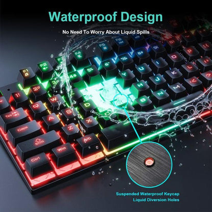iMICE AN-300 English Floating Keycaps Rainbow Backlight Wired Keyboard Mouse Set - Wired Keyboard by iMICE | Online Shopping UK | buy2fix