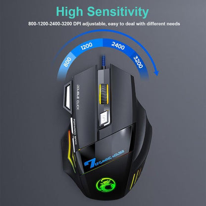 iMICE AN-300 English Floating Keycaps Rainbow Backlight Wired Keyboard Mouse Set - Wired Keyboard by iMICE | Online Shopping UK | buy2fix