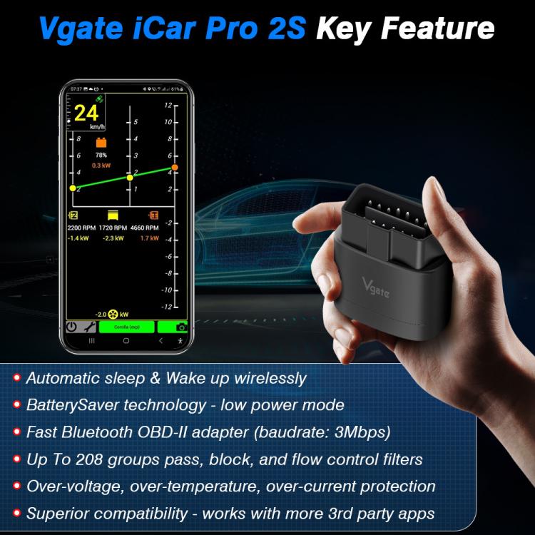 Vgate 3m bps Sleep Wireless Wake-up Diagnostic Instrument(iCar Pro 2S) - Code Readers & Scan Tools by Vgate | Online Shopping UK | buy2fix