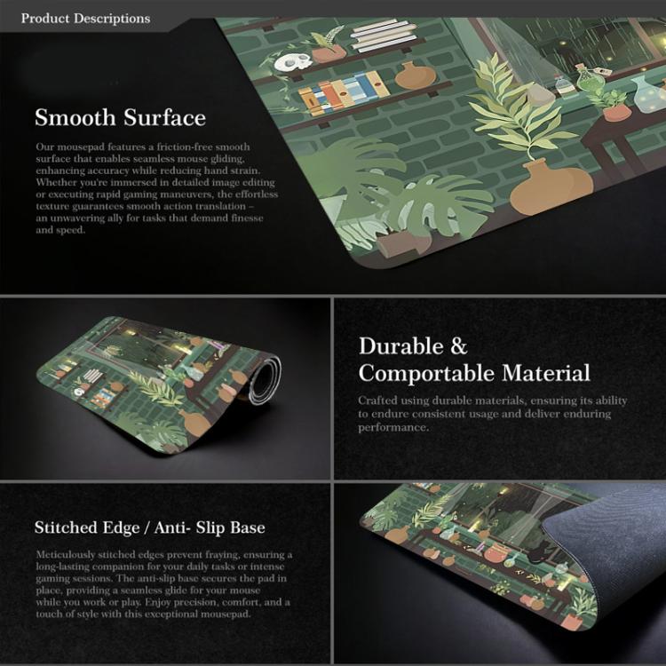 Frog Mouse Pad Cute Green Desk Mat With Non-Slip Rubber Base  For Computer Laptop 300x600x3mm(Pattern 2) - Mouse Pads by buy2fix | Online Shopping UK | buy2fix