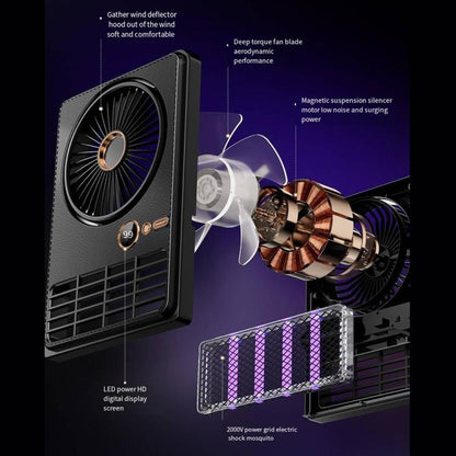 2-in-1 Household Electric Fan Mosquito Killer Lamp LED Digita lDesktop Fan, Color: Plug-in Black - Electric Fans by buy2fix | Online Shopping UK | buy2fix