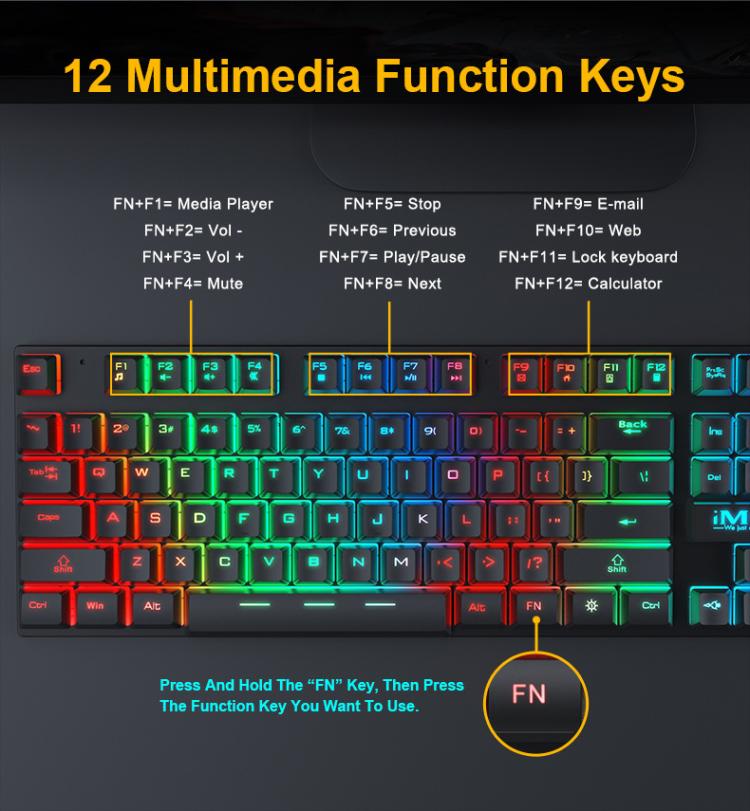 iMICE GK-490 4 In 1 Wired Hovering Illuminated Gaming Keyboard Mouse Headset Set - Wired Keyboard by iMICE | Online Shopping UK | buy2fix