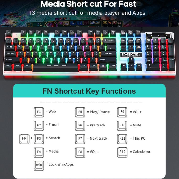 iMICE AN-350 Suspended Keycaps Mechanical Feeling Glowing Wired Gaming Keyboard and Mouse Set(Black) - Wired Keyboard by iMICE | Online Shopping UK | buy2fix