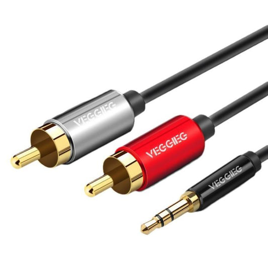 VEGGIEG 3.5mm 3.5 To 2RCA Audio Cable Cell Phone Computer Speaker Connection Cable, Length: 2m - RCA Cable by VEGGIEG | Online Shopping UK | buy2fix