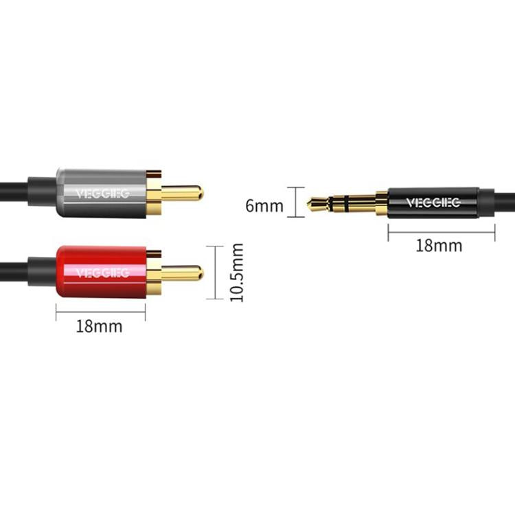 VEGGIEG 3.5mm 3.5 To 2RCA Audio Cable Cell Phone Computer Speaker Connection Cable, Length: 3m - RCA Cable by VEGGIEG | Online Shopping UK | buy2fix