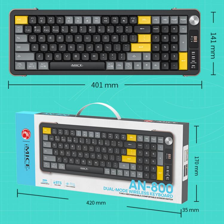 IMICE AN-800 Wireless Bluetooth Dual Mode Scissor Foot Structure Silent Keyboard(White Gray Orange) - Wireless Keyboard by iMICE | Online Shopping UK | buy2fix