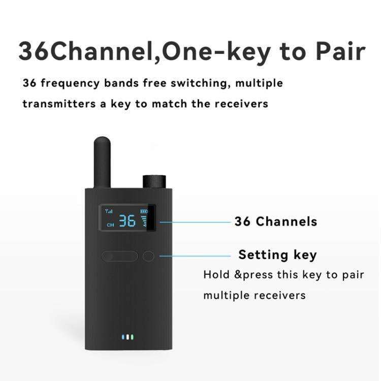 2.4G Wireless Office Conference Tour Guide Explainer One-Way One-To-Many Explainer Microphone, Specification: YWI22 Transmitter(Black) - Handheld Walkie Talkie by buy2fix | Online Shopping UK | buy2fix