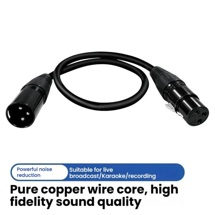 VEGGIEG Male to Female Microphone Stereo Microphone Cable Amplifier XLR Balanced Copper Cannon Audio Cable, Length: 0.3m(Black) - Microphone Audio Cable & Connector by VEGGIEG | Online Shopping UK | buy2fix