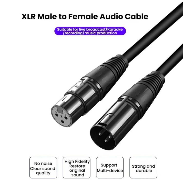 VEGGIEG Male to Female Microphone Stereo Microphone Cable Amplifier XLR Balanced Copper Cannon Audio Cable, Length: 0.3m(Black) - Microphone Audio Cable & Connector by VEGGIEG | Online Shopping UK | buy2fix