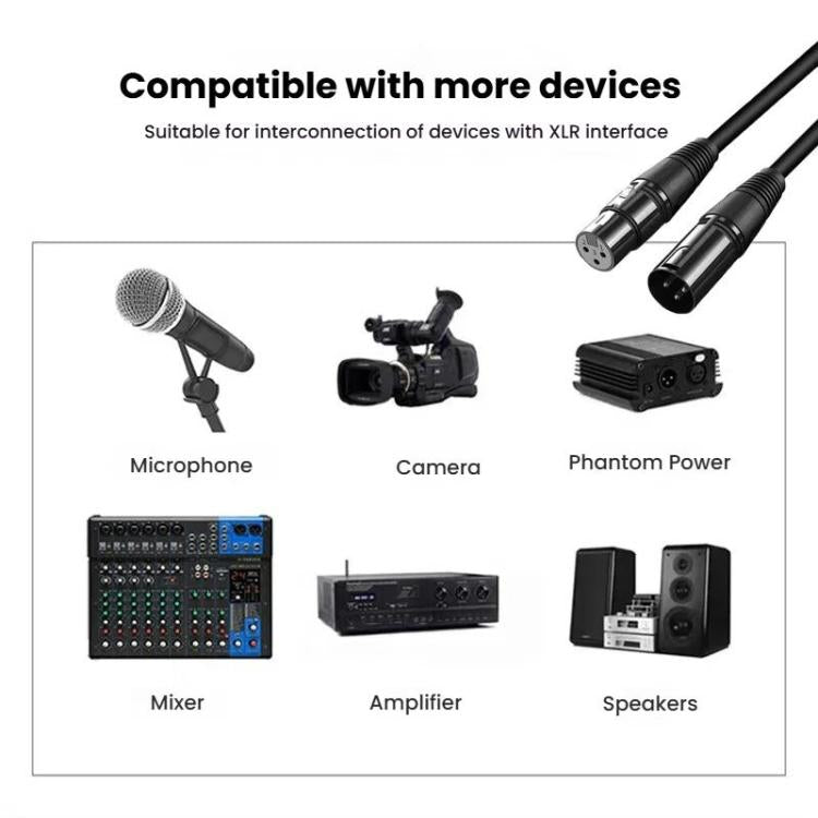 VEGGIEG Male to Female Microphone Stereo Microphone Cable Amplifier XLR Balanced Copper Cannon Audio Cable, Length: 0.3m(Black) - Microphone Audio Cable & Connector by VEGGIEG | Online Shopping UK | buy2fix