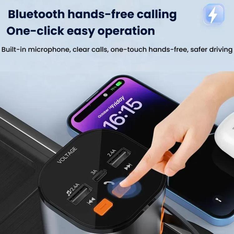 Multifunctional PD Bluetooth-Compatible USB Cigarette Lighter Car Fast Charging(8 Pin+TYPE-C) - Car Charger by buy2fix | Online Shopping UK | buy2fix