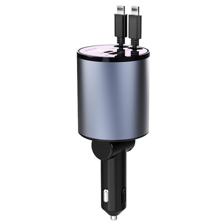 100W Metal Car Retractable Cable Cigarette Lighter Charger, Specification: 8 Pin+8 Pin (2.4A) - Car Charger by buy2fix | Online Shopping UK | buy2fix