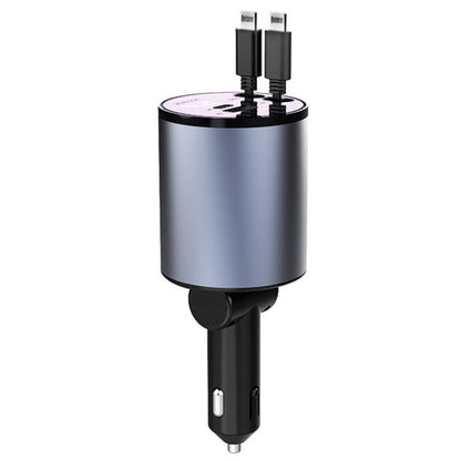 100W Metal Car Retractable Cable Cigarette Lighter Charger, Specification: 8 Pin+8 Pin (2.4A) - Car Charger by buy2fix | Online Shopping UK | buy2fix