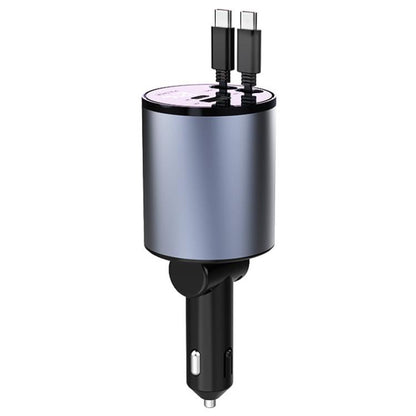 100W Metal Car Retractable Cable Cigarette Lighter Charger, Specification: TYPE-C+TYPE-C (PD+QC) - Car Charger by buy2fix | Online Shopping UK | buy2fix