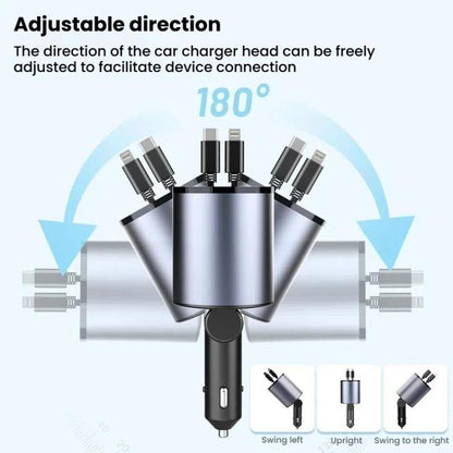 100W Metal Car Retractable Cable Cigarette Lighter Charger, Specification: 8 Pin+8 Pin (2.4A) - Car Charger by buy2fix | Online Shopping UK | buy2fix