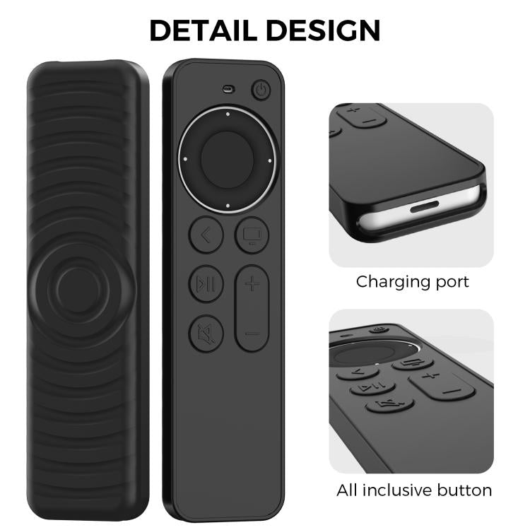 For Apple TV Siri Remote 2 / 3 AhaStyle PT167 Remote Control Silicone Protective Case(Black) - Remote Control Covers by AhaStyle | Online Shopping UK | buy2fix