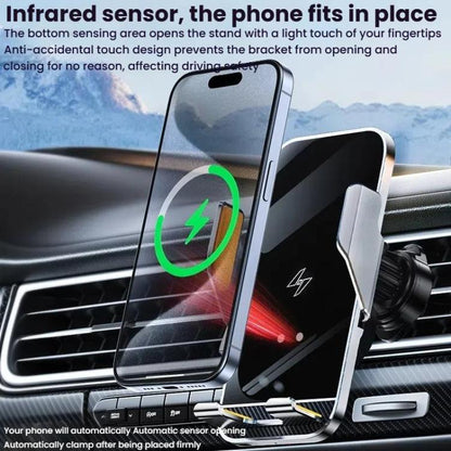 Car Air Outlet Wireless Charging Infrared Automatic Opening Closing Bracket(Gray) - Wireless Charger Holders by buy2fix | Online Shopping UK | buy2fix