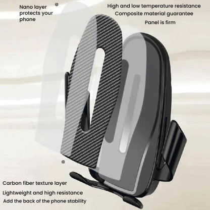 Carbon Fiber Clip-on Gravity Air Outlet Car Phone Holder, Color: Black Straight Clip - Universal Car Holders by buy2fix | Online Shopping UK | buy2fix