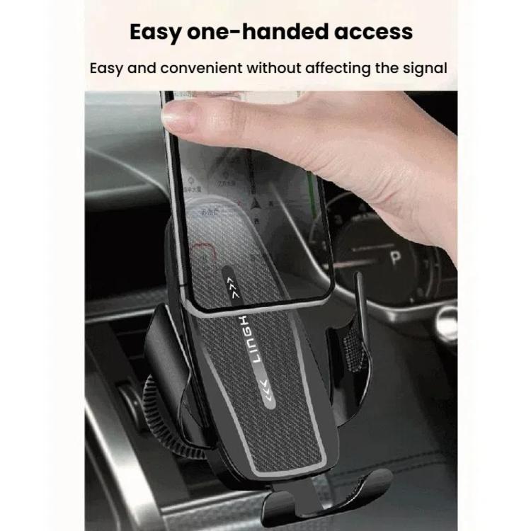 Carbon Fiber Clip-on Gravity Air Outlet Car Phone Holder, Color: Black Straight Clip - Universal Car Holders by buy2fix | Online Shopping UK | buy2fix