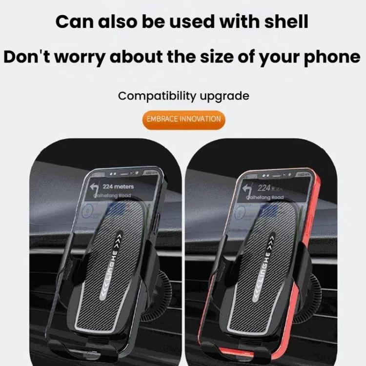 Carbon Fiber Clip-on Gravity Air Outlet Car Phone Holder, Color: Black Straight Clip - Universal Car Holders by buy2fix | Online Shopping UK | buy2fix