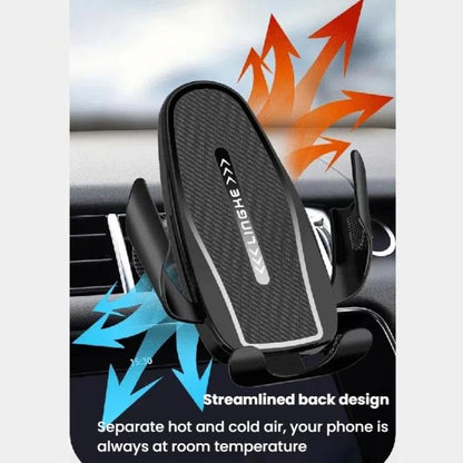 Carbon Fiber Clip-on Gravity Air Outlet Car Phone Holder, Color: Black Straight Clip - Universal Car Holders by buy2fix | Online Shopping UK | buy2fix