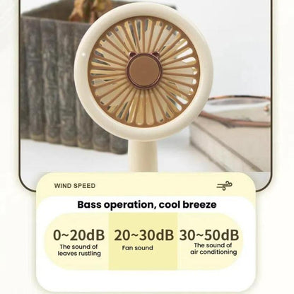 Student USB Small Desktop Fan Replaceable Animal Ears Multi-Speed Lithium Battery Mute Fan, Color: Beige Deer - Electric Fans by buy2fix | Online Shopping UK | buy2fix